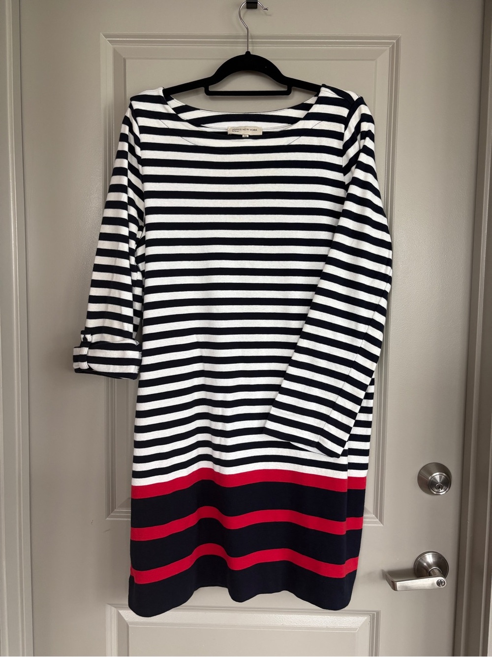 Jones New York Sport XXL Patriotic Navy White Stripe Red Cotton Dress